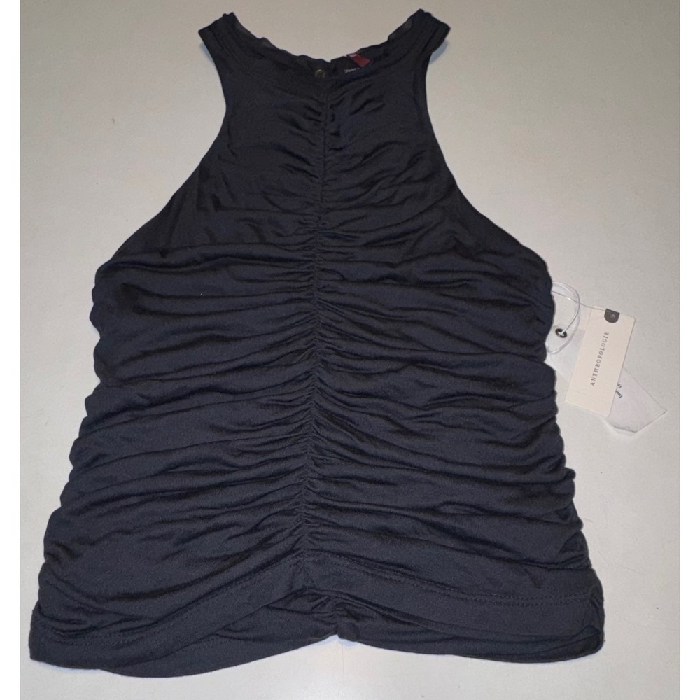 Anthropologie Pilcro Ruched Reversible Tank Top Blue Sleeveless Keyhole NWT S